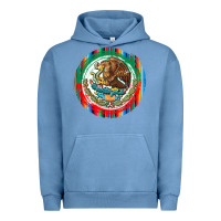 Pigment Pebble Blue Mexico Coat of Arms Urban Hoodie - texasbilliewilder