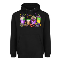 Black mardi gras coffee cups Heavyweight Hoodie - MaliasSmallBusiness