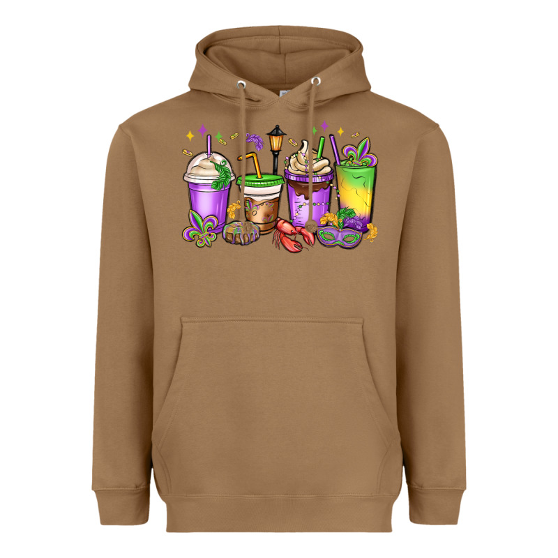 Mardi Gras Coffee Cups Heavyweight Hoodie by MaliasSmallBusiness | Teevron