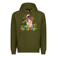 Army Green Merry Christmas Penguin Premium Hoodie - LillyAllenDesigns