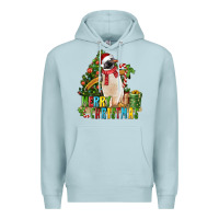 Blue Mist Merry Christmas Penguin Premium Hoodie - LillyAllenDesigns
