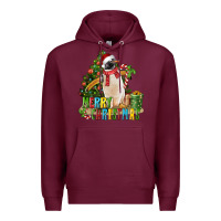 Burgundy Merry Christmas Penguin Premium Hoodie - LillyAllenDesigns