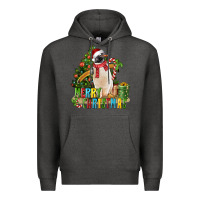 Charcoal Heather Merry Christmas Penguin Premium Hoodie - LillyAllenDesigns
