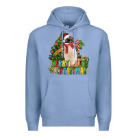 Colony Blue Merry Christmas Penguin Premium Hoodie - LillyAllenDesigns