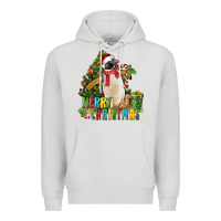 Dove Grey Merry Christmas Penguin Premium Hoodie - LillyAllenDesigns