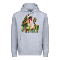 Heather Grey Merry Christmas Penguin Premium Hoodie - LillyAllenDesigns