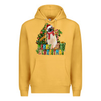 Mustard Merry Christmas Penguin Premium Hoodie - LillyAllenDesigns