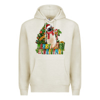 Oatmeal Heather Merry Christmas Penguin Premium Hoodie - LillyAllenDesigns