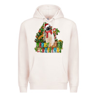 Pale Pink Merry Christmas Penguin Premium Hoodie - LillyAllenDesigns
