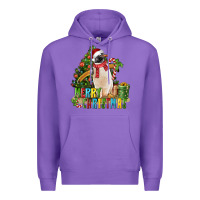 Purple Merry Christmas Penguin Premium Hoodie - LillyAllenDesigns