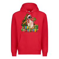 Red Merry Christmas Penguin Premium Hoodie - LillyAllenDesigns