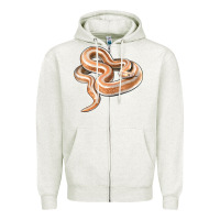Oatmeal Heather Rosy Boa Snake Illustrations Zipper Hoodie - LillyAllenDesigns