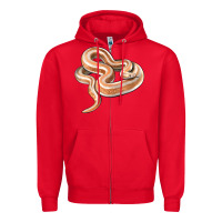Red Rosy Boa Snake Illustrations Zipper Hoodie - LillyAllenDesigns