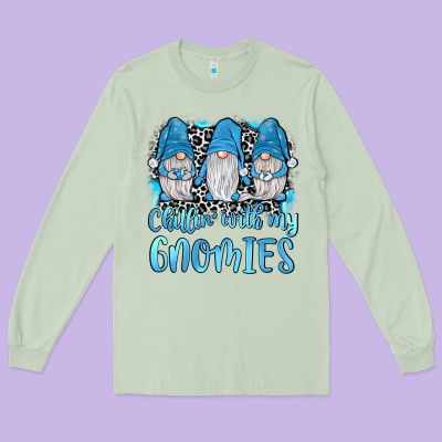 Chillin' With My Gnomies Long Sleeve Tee Designed By Jahusdesignshop