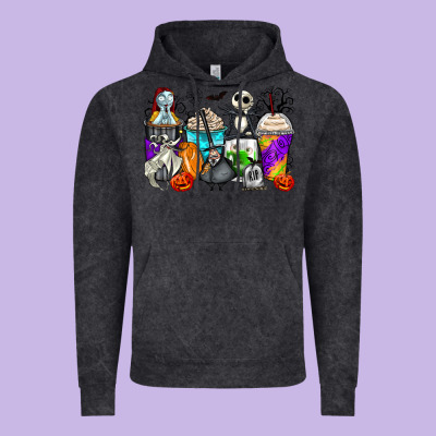 Halloween Cartoon Characters Coffee Cups Vintage Hoodie Designed By Zillion Design Studio