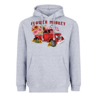 Heather Grey flower market Heavyweight Hoodie - MaliasSmallBusiness