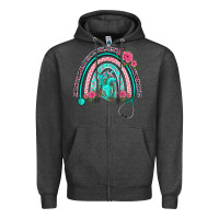 Charcoal Heather nurse life spring stethoscope heart rainbow Zipper Hoodie - BarkalooDesign
