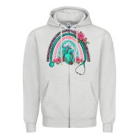 Dove Grey nurse life spring stethoscope heart rainbow Zipper Hoodie - BarkalooDesign