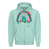 Seafoam nurse life spring stethoscope heart rainbow Zipper Hoodie - BarkalooDesign