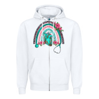 White nurse life spring stethoscope heart rainbow Zipper Hoodie - BarkalooDesign