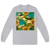 Moon Dust camouflage turquoise glitter sunflowers seamless pattern Long Sleeve Tee - BundleAndBundleShop