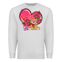 Dove Grey valentines heart with bear Premium Sweatshirt - NancyCooperArtShop