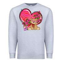Heather Grey valentines heart with bear Premium Sweatshirt - NancyCooperArtShop