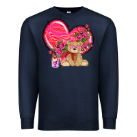 Navy valentines heart with bear Premium Sweatshirt - NancyCooperArtShop