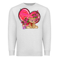 Oatmeal Heather valentines heart with bear Premium Sweatshirt - NancyCooperArtShop
