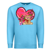 Ocean Blue valentines heart with bear Premium Sweatshirt - NancyCooperArtShop