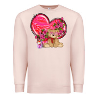 Pale Pink valentines heart with bear Premium Sweatshirt - NancyCooperArtShop