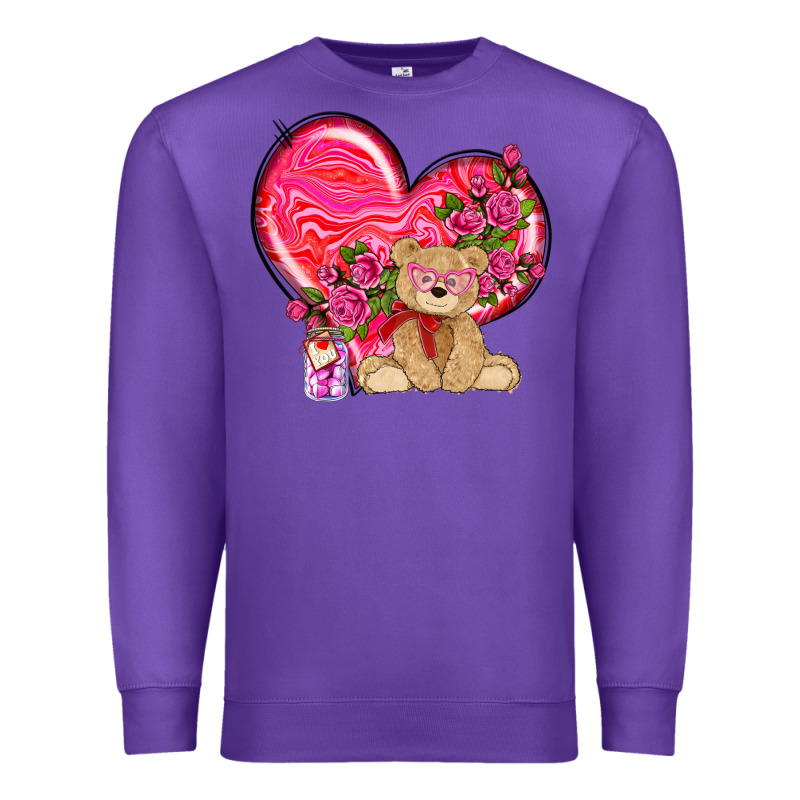 Valentines Heart With Bear Premium Sweatshirt by NancyCooperArtShop | Teevron