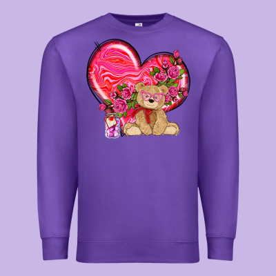 Valentines Heart With Bear Premium Sweatshirt Designed By Nancycooperartshop