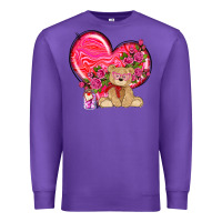 Purple valentines heart with bear Premium Sweatshirt - NancyCooperArtShop