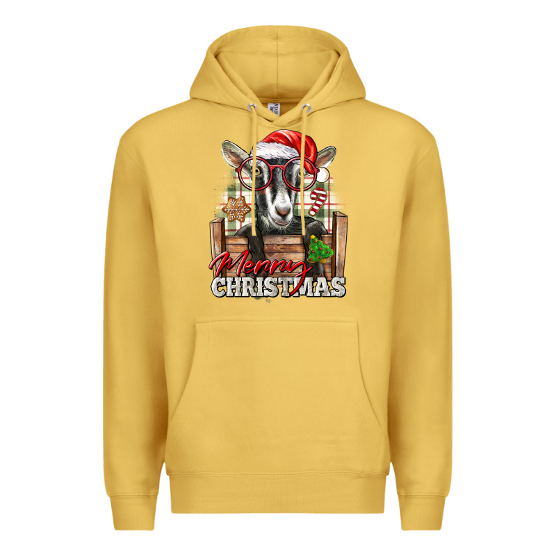 Merry Christmas Alpine Goat Premium Hoodie by LillyAllenDesigns | Teevron
