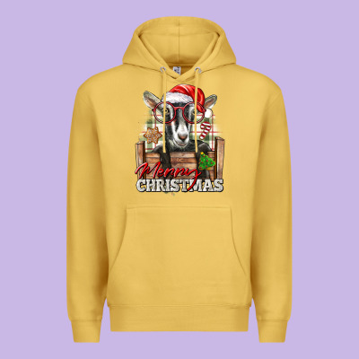 Merry Christmas Alpine Goat Premium Hoodie Designed By Lillyallendesigns