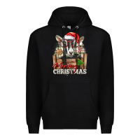 Black Merry Christmas Alpine Goat Premium Hoodie - LillyAllenDesigns