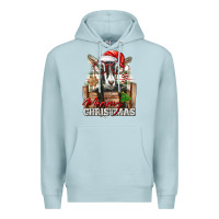 Blue Mist Merry Christmas Alpine Goat Premium Hoodie - LillyAllenDesigns
