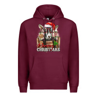 Burgundy Merry Christmas Alpine Goat Premium Hoodie - LillyAllenDesigns