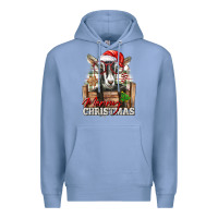 Colony Blue Merry Christmas Alpine Goat Premium Hoodie - LillyAllenDesigns