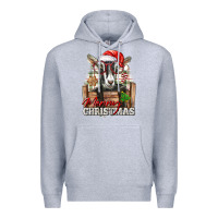 Heather Grey Merry Christmas Alpine Goat Premium Hoodie - LillyAllenDesigns
