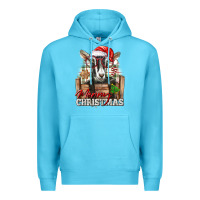 Ocean Blue Merry Christmas Alpine Goat Premium Hoodie - LillyAllenDesigns