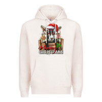 Pale Pink Merry Christmas Alpine Goat Premium Hoodie - LillyAllenDesigns