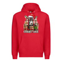 Red Merry Christmas Alpine Goat Premium Hoodie - LillyAllenDesigns