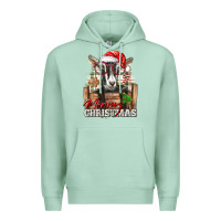 Seafoam Merry Christmas Alpine Goat Premium Hoodie - LillyAllenDesigns