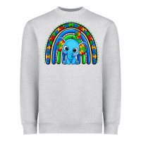 Heather Grey autism elephant rainbow Heavyweight Sweatshirt - Zillion Design Studio