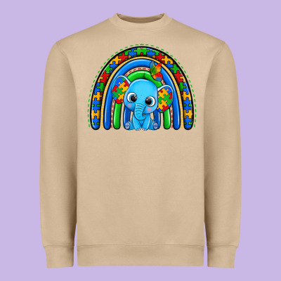 Autism Elephant Rainbow Heavyweight Sweatshirt Designed By Zillion Design Studio