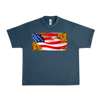 Midnight Navy usa flag and sunflower license plate Urban Heavy Tee - HRA Design Shop