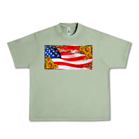 Usa Flag And Sunflower License Plate Urban Heavy Tee | Teevron