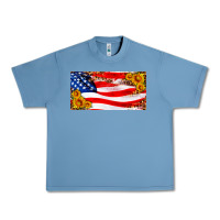 Pebble Blue usa flag and sunflower license plate Urban Heavy Tee - HRA Design Shop